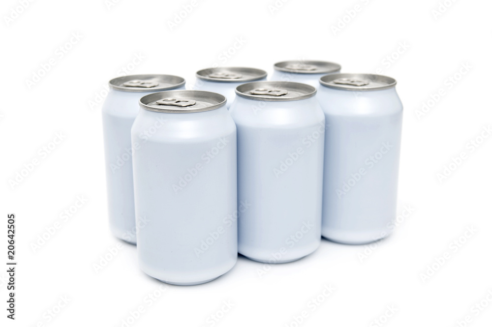 Six pack beverage cans high key