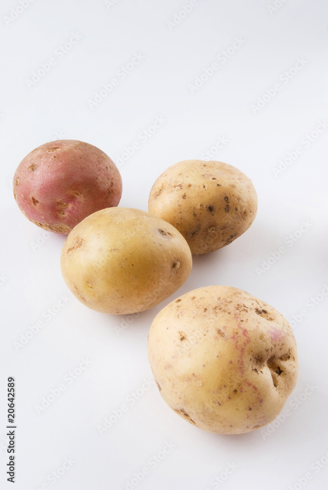 Potatoes raw over white background Potatoes raw over white background