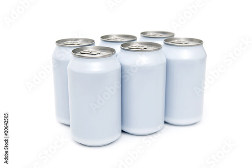 Obraz na plátně Six pack beverage cans high key