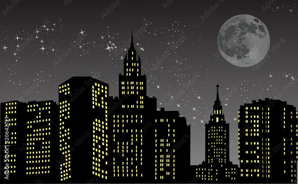 night city under full moon
