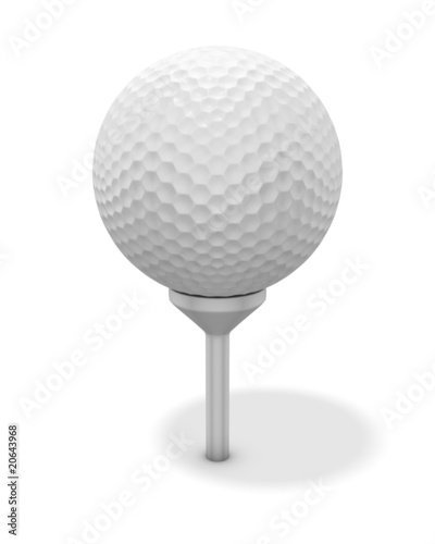 golf ball on red tee - with clipping path