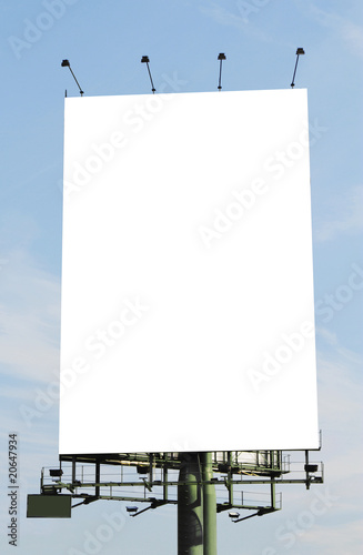 A vertical blank billboard. Clipping paths included.