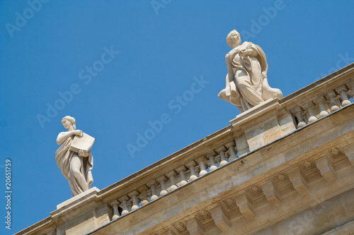 Muses sculptures on top of Bourdeaux Opera Music Hall