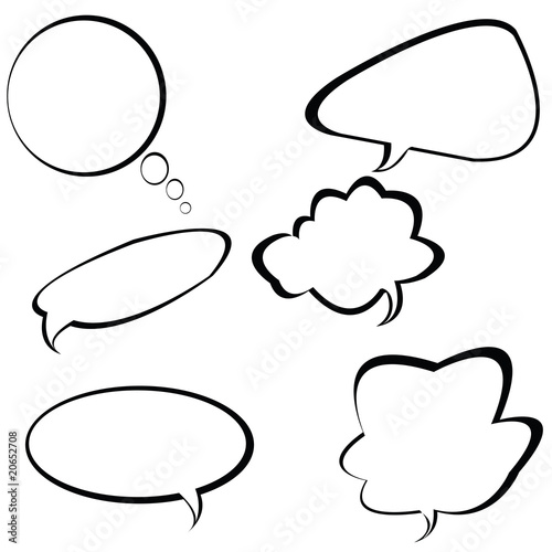 Foto Illustration with chat bubbles and idea bulbs