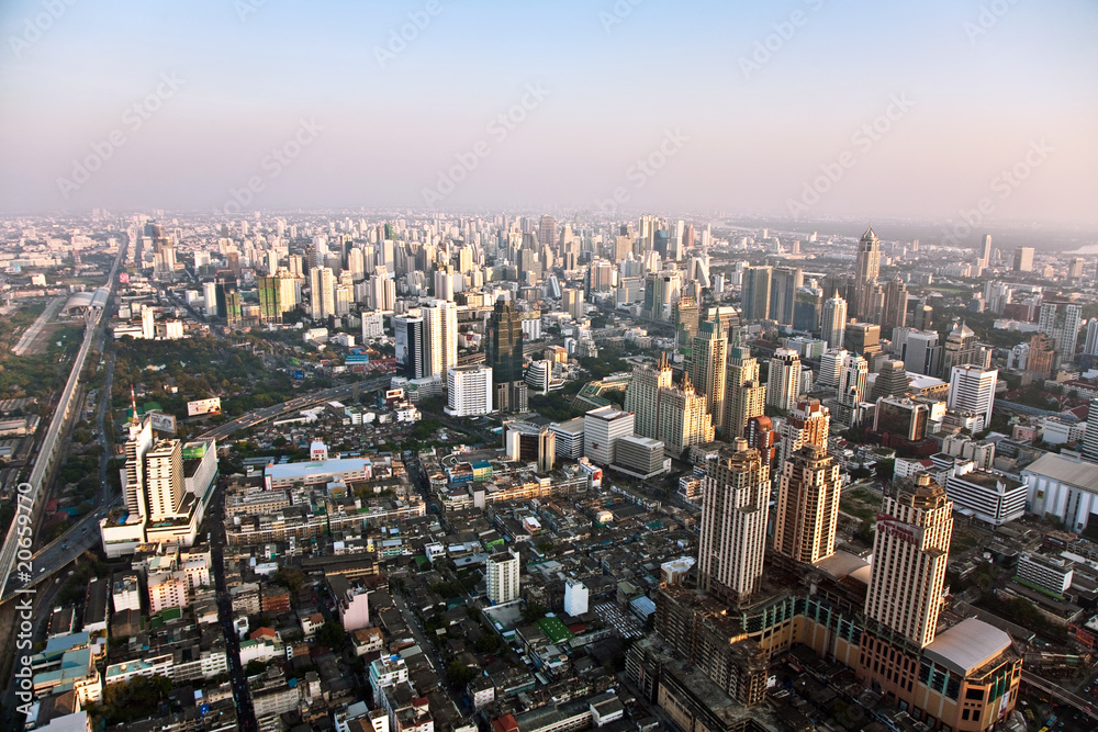 Fototapeta premium Bangkok skyline with skyscrapers and panorama view