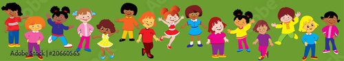 Happy girls of different nationalities play together.