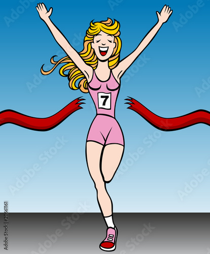 Female Runner Reaches Finish Line