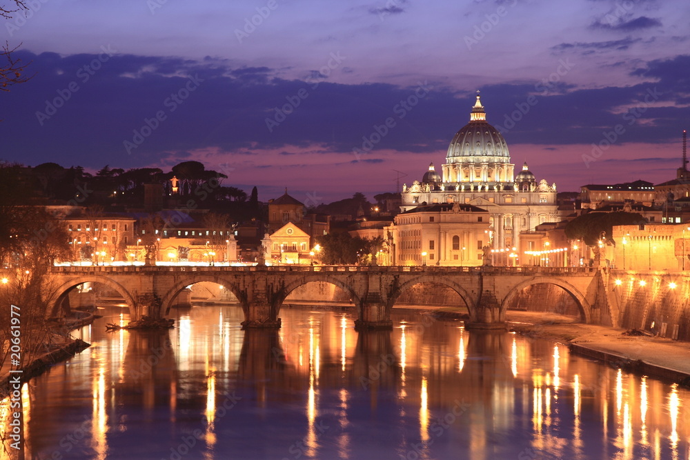 Vatican at twilight, viewed from Rome