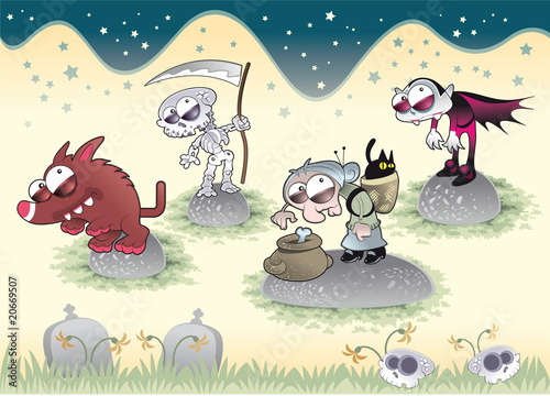 Horror Family with Background.
