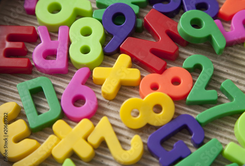Set of magnetic letters and digits