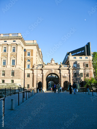 Buildings and entrance in Stockholm (Sweden)