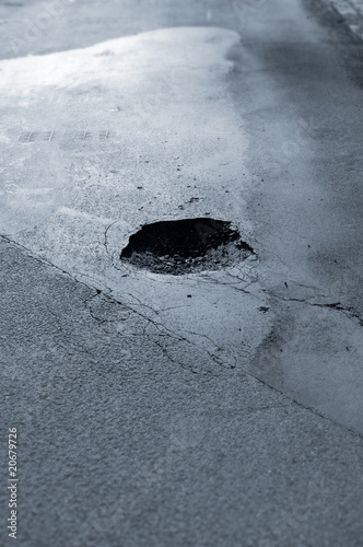 pothole in a road photo