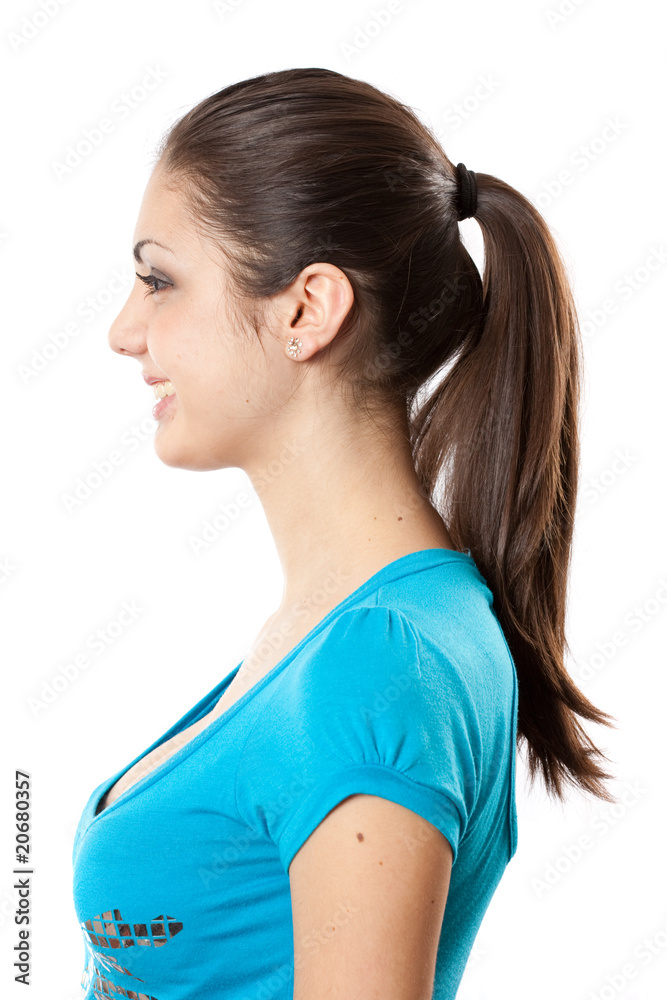 Brunette with ponytail