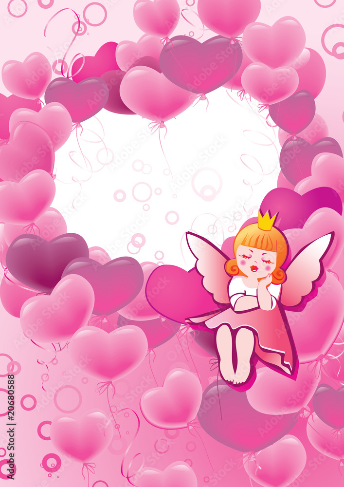 Princess on the background of hearts, Valentine's Day. Princess on the background of hearts, Valentine's Day.
