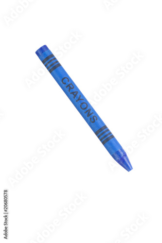 Blue crayon isolated on white ready to write