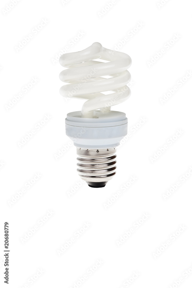 Power saving energy spiral lightbulb isolated. Power saving energy spiral lightbulb isolated.