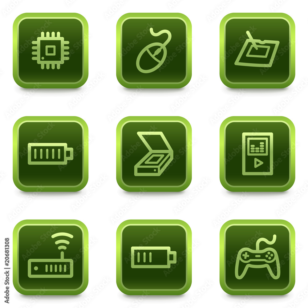 Electronics web icons set 2, green square buttons series Electronics web icons set 2, green square buttons series