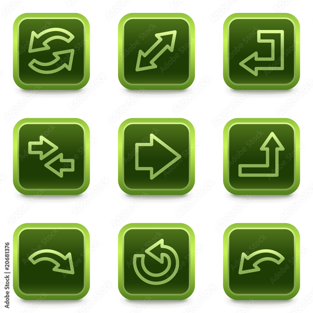 Arrows web icons set 2, green square buttons series Arrows web icons set 2, green square buttons series