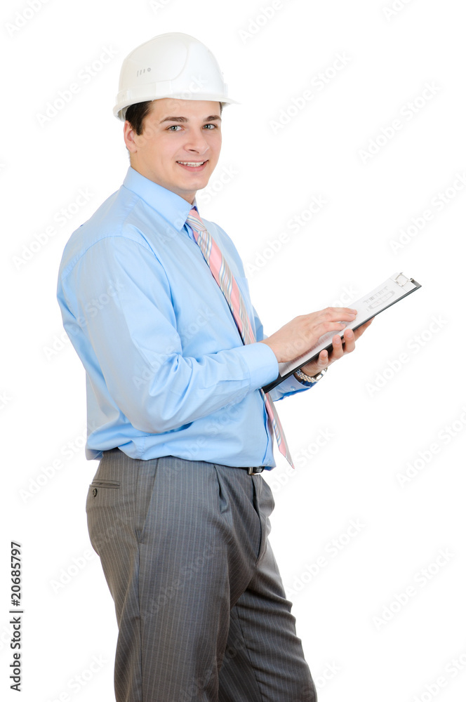 An engineer isolated on white background