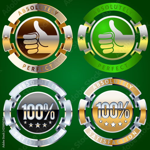 Extra detailed emblem of 100 percent success