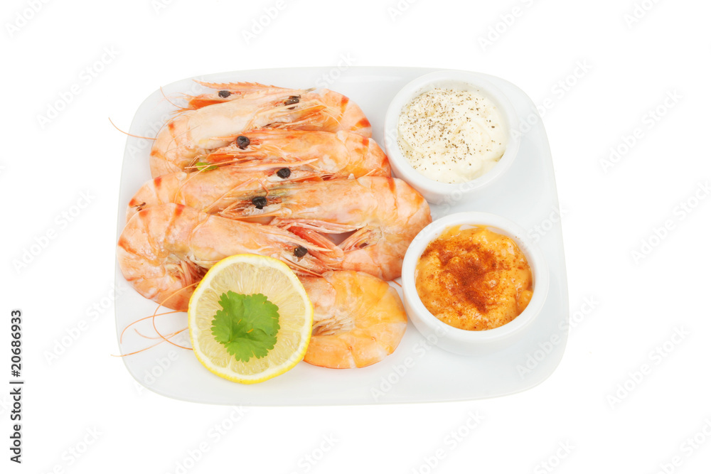 Whole prawns with dips Whole prawns with dips