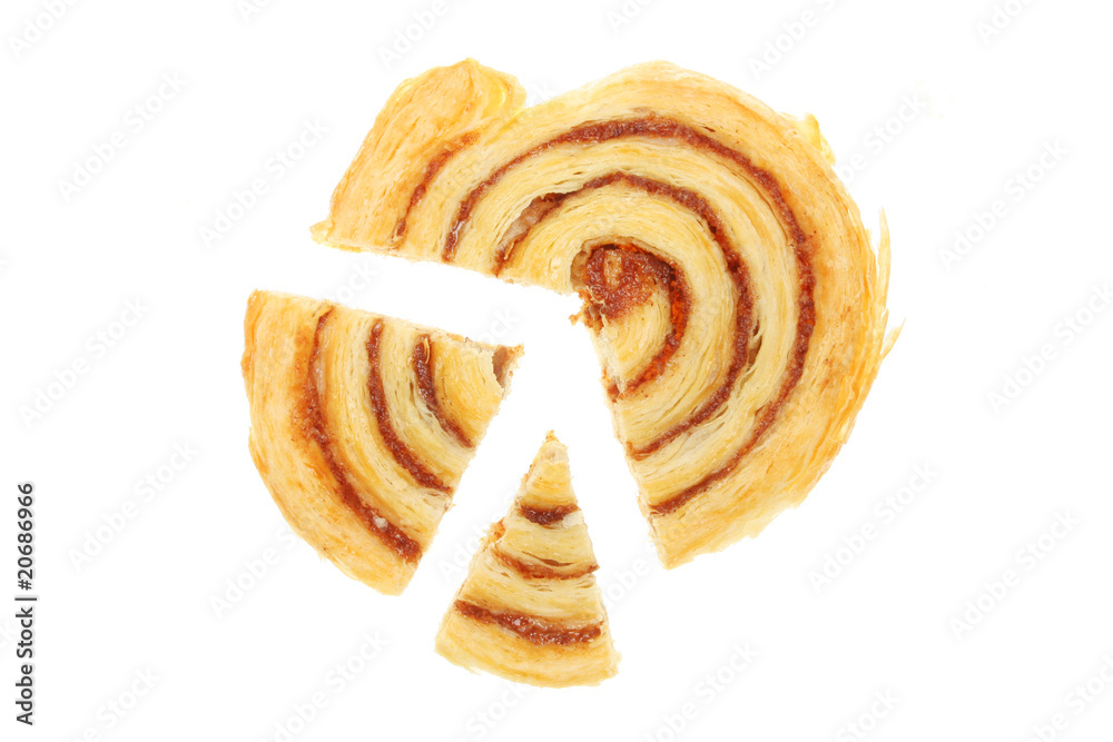 Fototapeta premium Danish pastry cut into segments