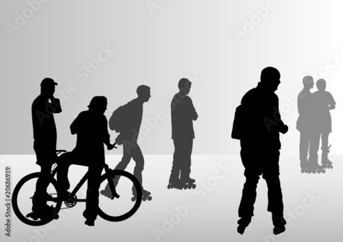 Bike and skates people