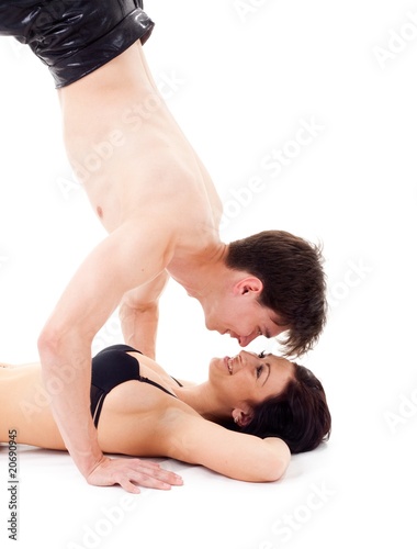 acrobatic kissing
