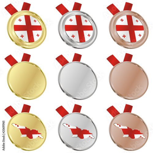 fully editable georgia vector flag in medal shapes
