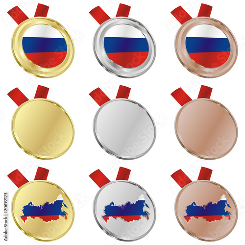 fully editable russia vector flag in medal shapes