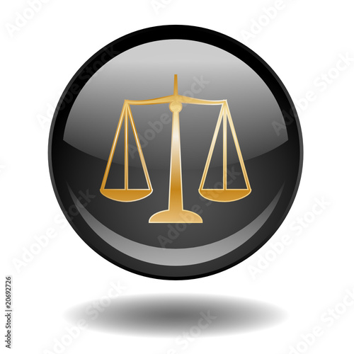 SCALES OF JUSTICE Web Button (Law Legal Lady Symbol Gold Vector)