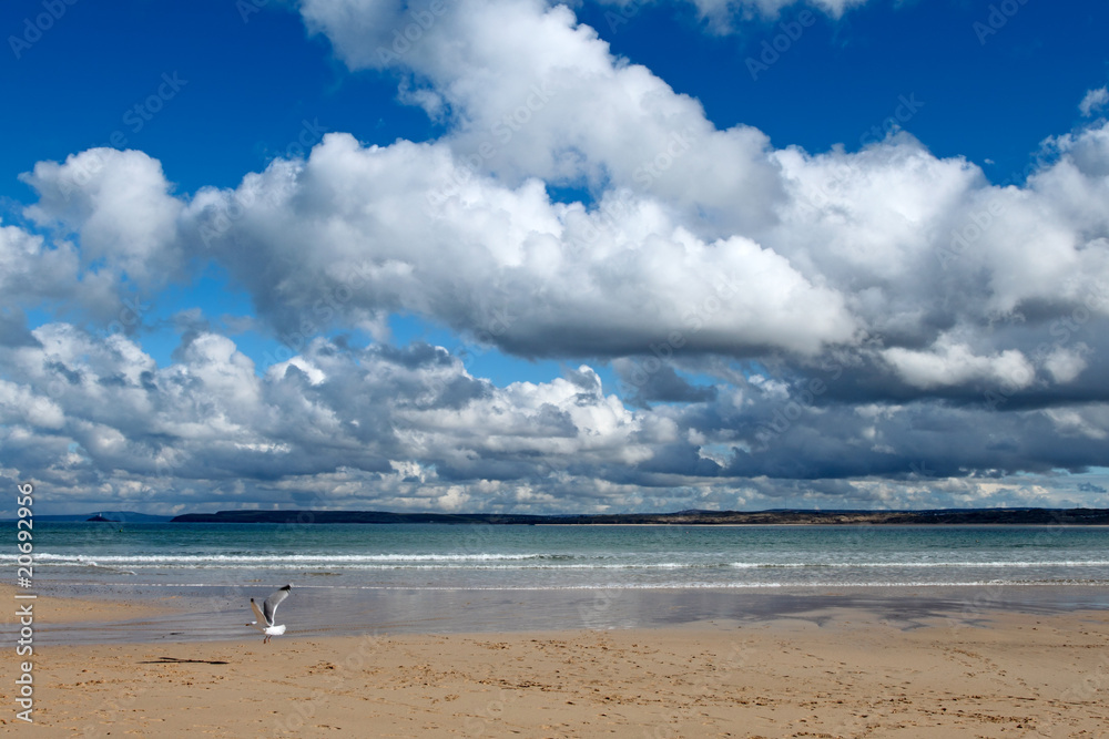 Clouds over the sea in St. Ives, Cornwall UK.