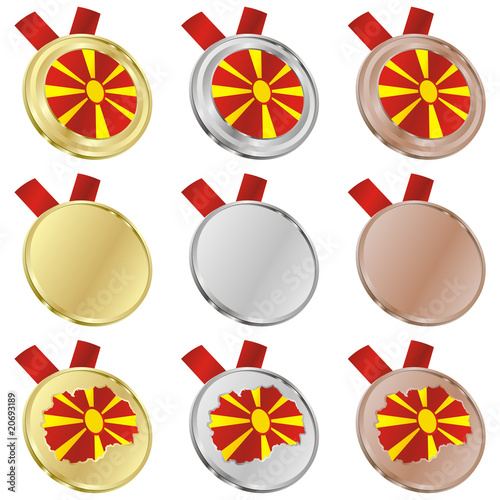 fully editable macedonia vector flag in medal shapes