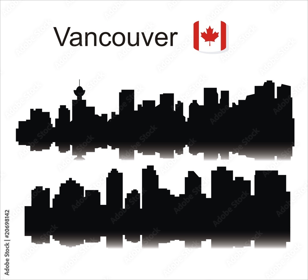 Detailed vector silhouette city. Vancouver.