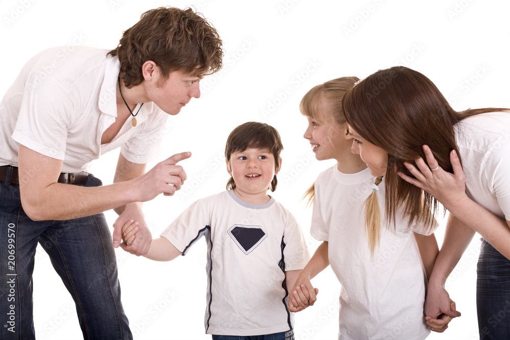 Happy family upbringing children. Isolated. Happy family upbringing children. Isolated.