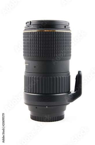 zoom telephoto lens for slr camera on a white background