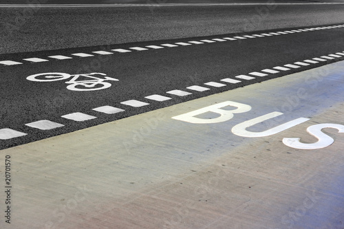 Bus and bicycle lane photo