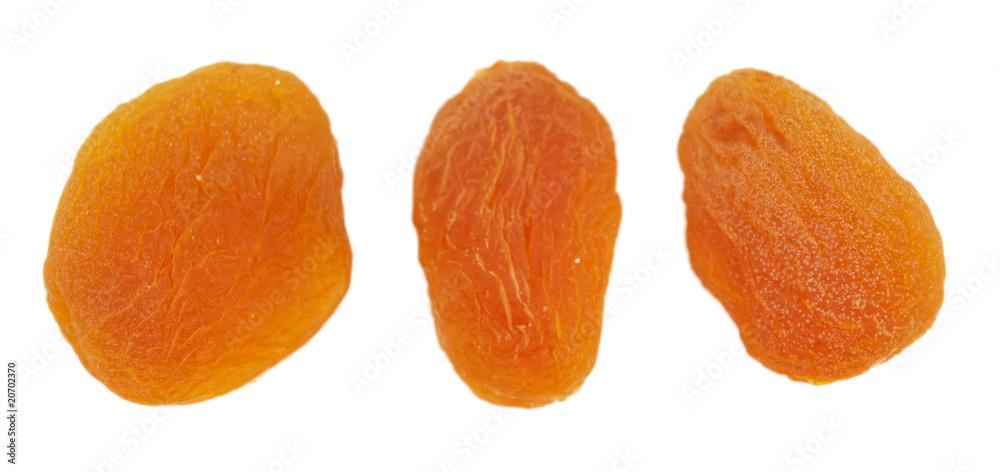 Dry peach slices isolated on white
