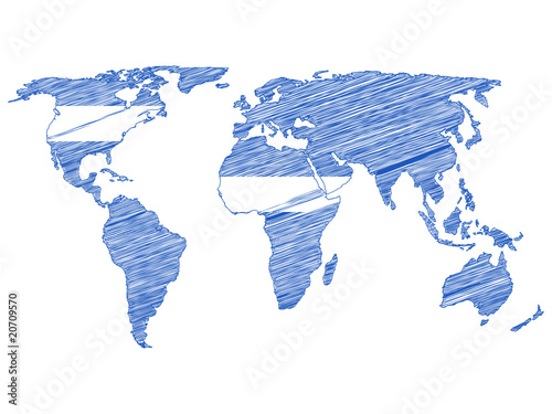 isolated drawing world map
