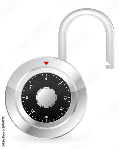 Metal code padlock open