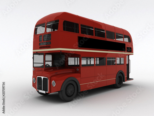 isolated red English autobus on white background