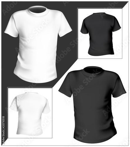 T-shirt design template (front & back). Black and white.