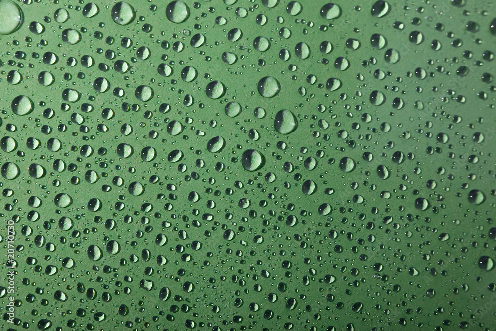 Water drops background, green