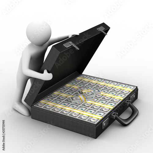 Open suitcase with dollars ...