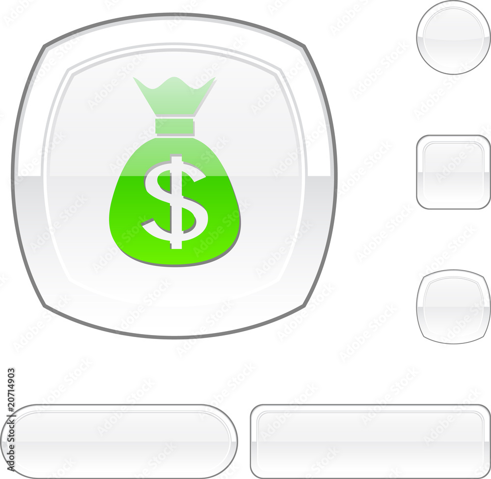 Money white button. Money white button.