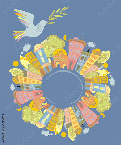 dove of peace over the world