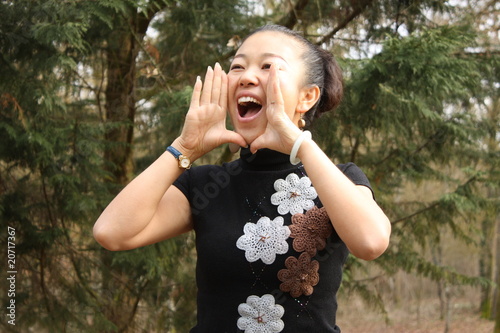 Chinese girl shouting photo