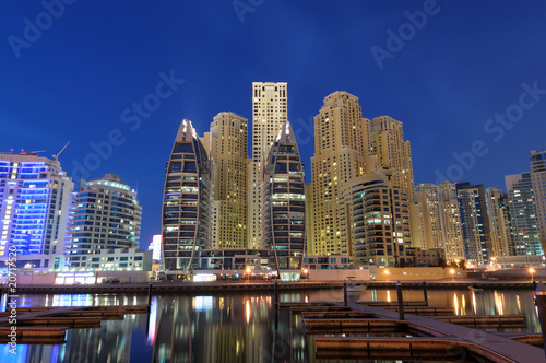 Dubai Marina at dusk. United Arab Emirates