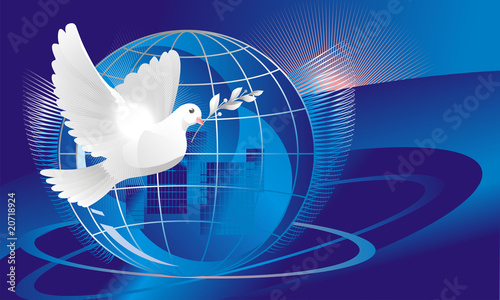 Foto dove of peace near crystal globe