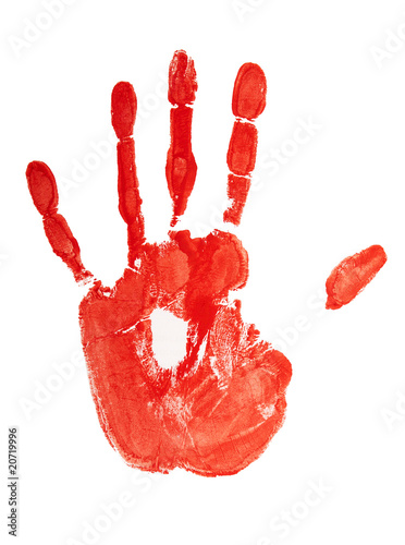 stamp of red colored hand photo